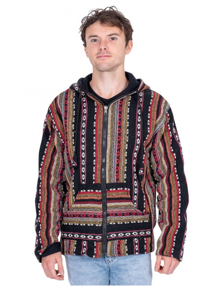 Giacca hippie unisex con fodera in pile – Cappotto boho fatto a mano dall'India