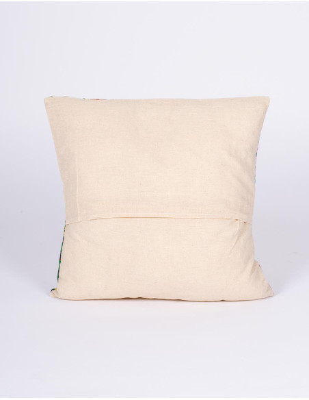 Housse de coussin blanche à motif floral 40x40 cm en coton fait main