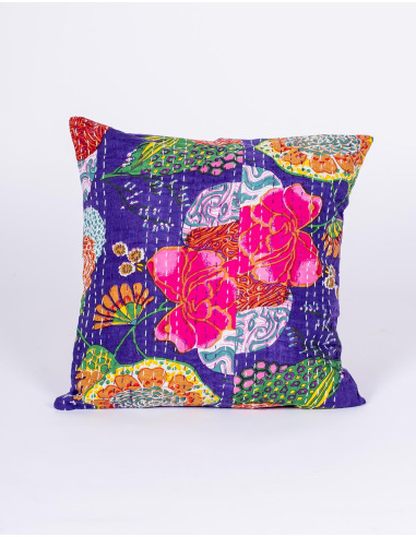 Housse de coussin violette faite main avec des...