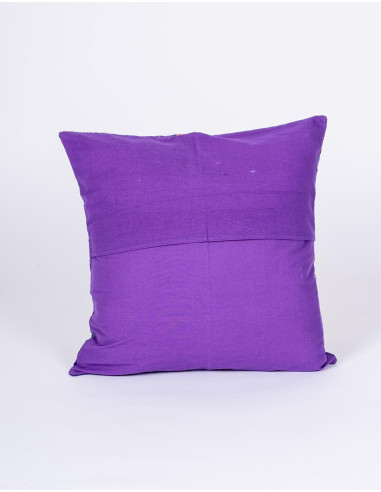 Handmade purple cushion cover with flowers