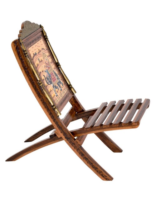 Stuhl-handgemachtes-Holz-Indien-Rajasthan-Jaipur-Front