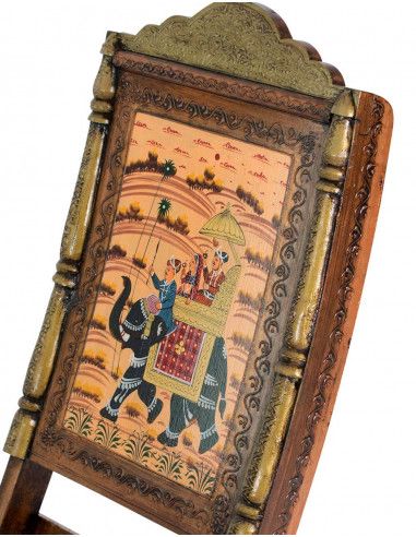 original-painting-wood-chair-hindu-rajasthan-jaipur-front
