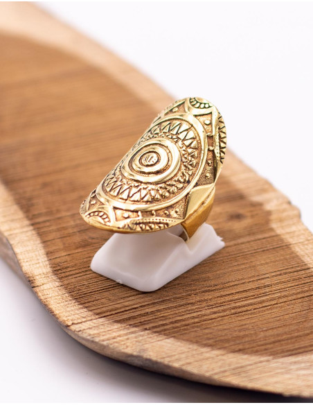 Grande anello ovale in oro fatto a mano – gioielli etnici indiani