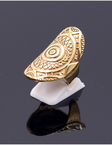 Großer, ovaler, handgefertigter Goldring –...