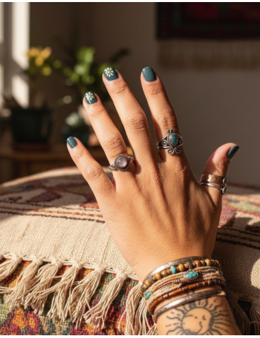 Handgefertigter Silberring mit Mineralstein