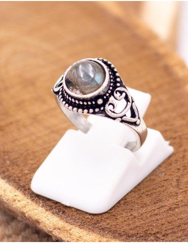 Boho silver ring with natural stone – Handmade...