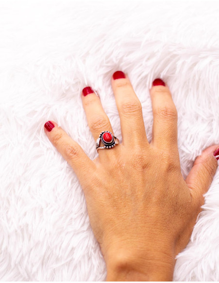 Handmade silver ring with mineral stone