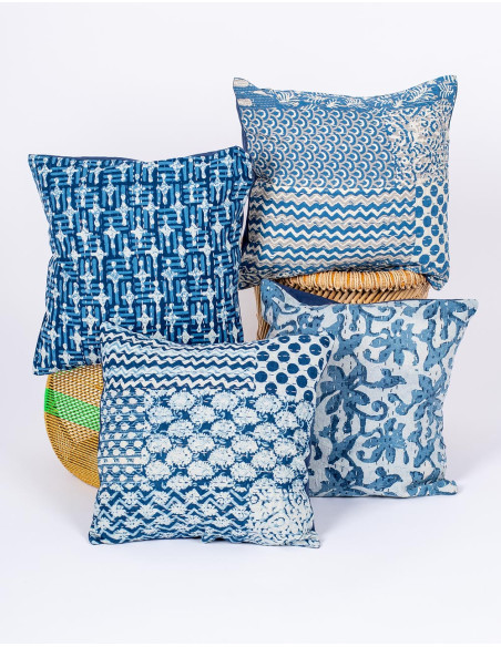 Blue and white cushion cover – Handmade ethnic decoration