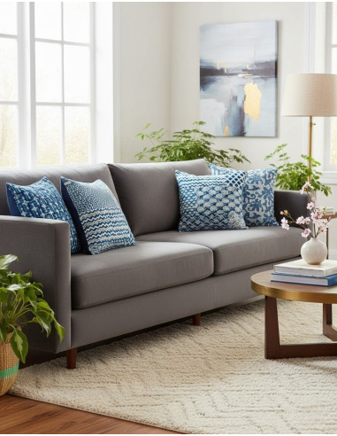 Blue and white cushion cover – Handmade ethnic...