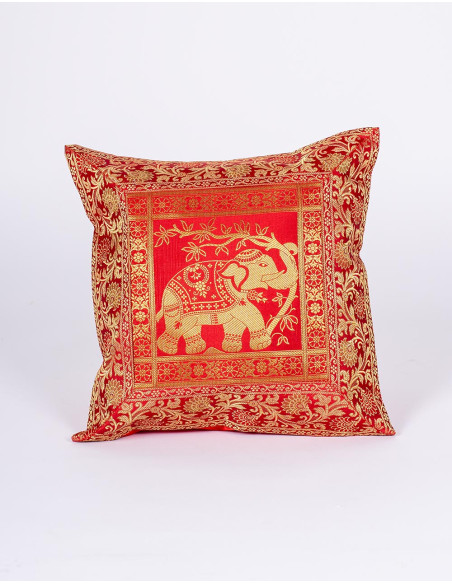 Red cushion cover with elephant – Indian boho decor