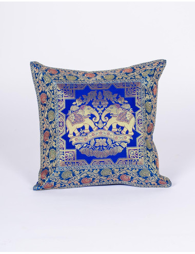 Housse de coussin bleue à...