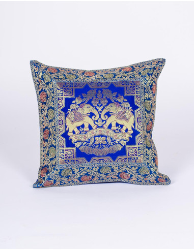 Blue cushion cover with elephants – Indian...