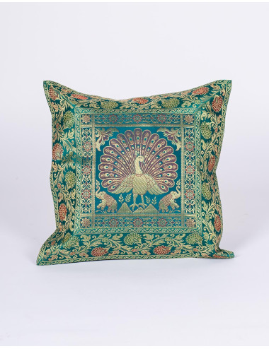 Housse de coussin verte à...