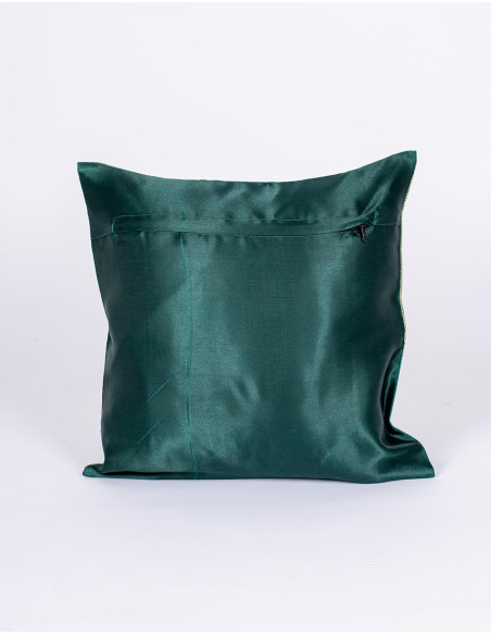 Fodera per cuscino verde con pavone – decorazione etnica indiana