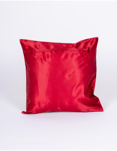 Housse de coussin bordeaux à motifs d'oiseaux –...