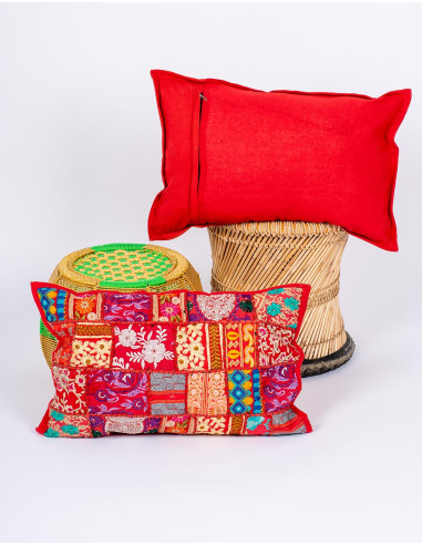 Roter Patchwork-Kissenbezug 60x40 –...