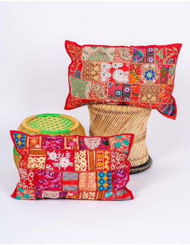Roter Patchwork-Kissenbezug 60x40 –...