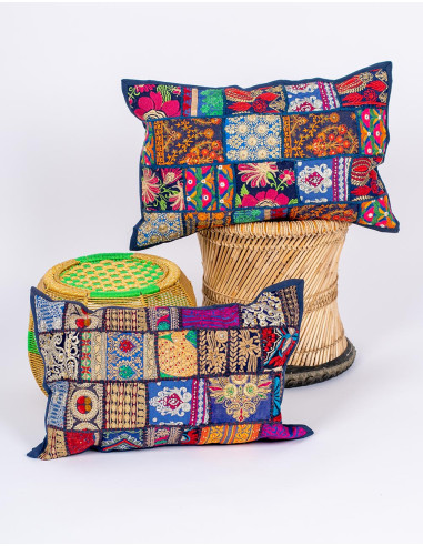Handgefertigtes indisches Patchwork-Kissen...