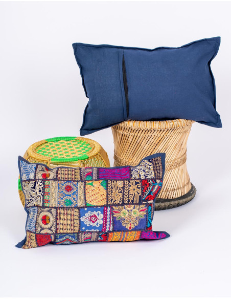 Handmade Indian Patchwork Cushion 60x40 – Unique Ethnic Cover
