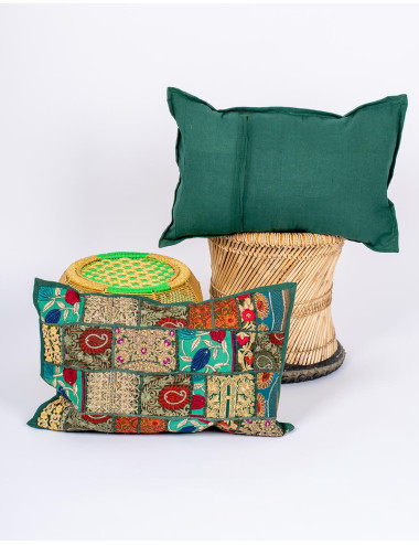 funda-cojin-verde-patchwork-algodon-artesanal 2