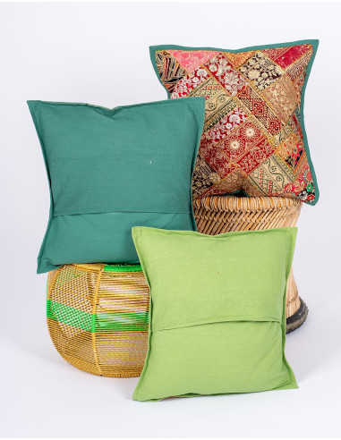 Almofada verde indiana bordada 40x40 – Capa...