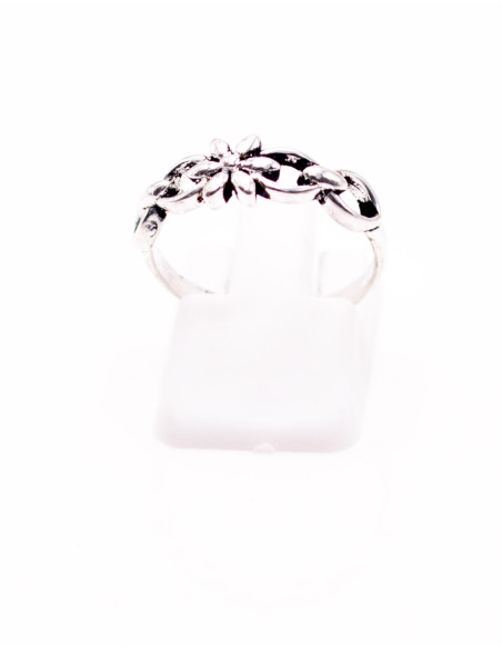 Bague indienne artisanale en laiton et argent – Motif ethnique sculpté