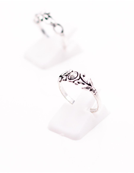 Bague indienne artisanale en laiton et argent – Motif ethnique sculpté