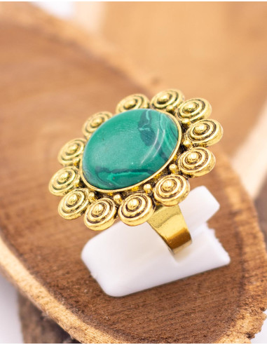 Anello indiano in oro fatto a mano con grande...