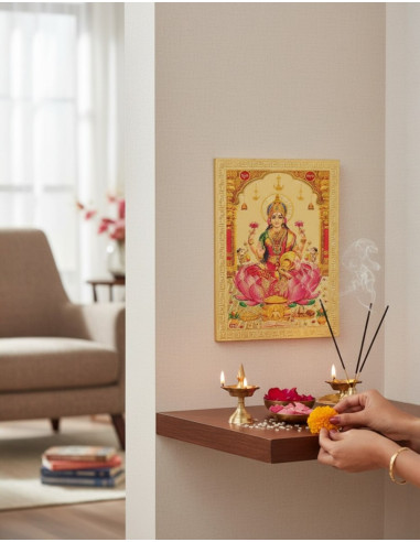 Estampe en relief de Lakshmi dorée – Art...