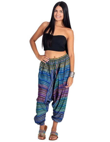 Pantalon afghan unisexe multicolore – Style bohème ethnique indien