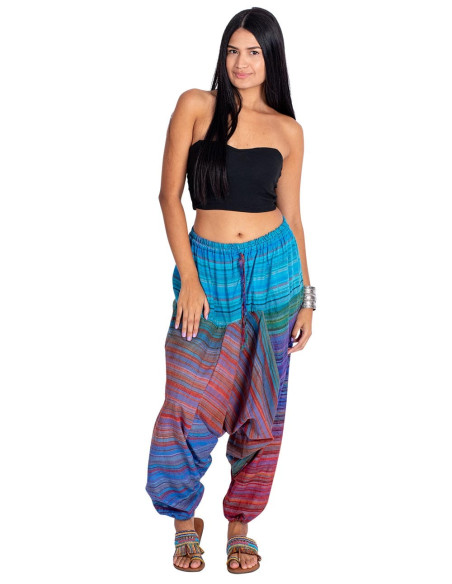 Calças afegãs unissex multicoloridas – estilo étnico indiano boho
