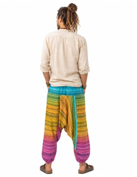 Pantalon afghan unisexe multicolore – Style bohème ethnique indien
