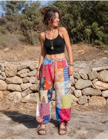 Indian Patchwork Harem Pants – Unisex Handmade Cotton