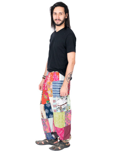 Pantalon harem patchwork indien – Unisexe en...