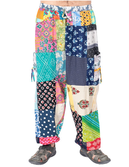 Pantaloni harem indiani patchwork – Unisex in cotone fatto a mano