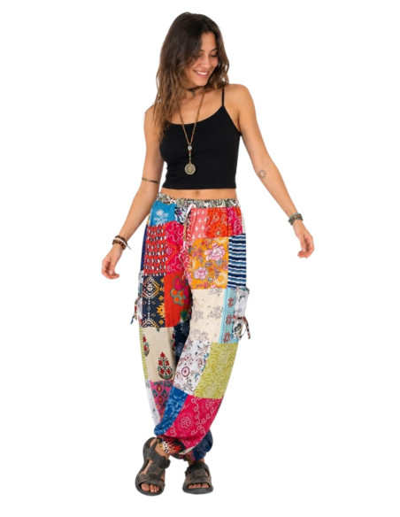 Pantaloni harem indiani patchwork – Unisex in cotone fatto a mano