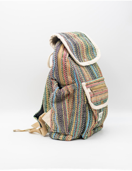 Sac à dos unisexe Kimago : fabrication artisanale authentique en chanvre indien, multifonctionnel et ajustable