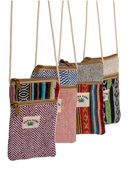 Petit sac bandoulière en chanvre pour téléphone portable – Style ethnique bohème