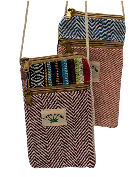 Petit sac bandoulière en chanvre pour téléphone portable – Style ethnique bohème