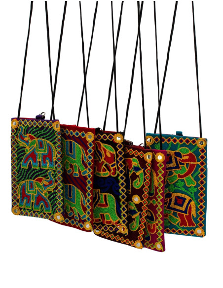 Elefanten-Umhängetasche für Handys – Handgefertigte Boho-Handtasche im Ethno-Stil