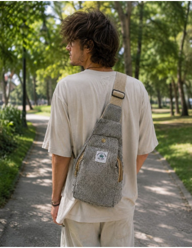 Mochila triangular unissex de cânhamo – estilo...