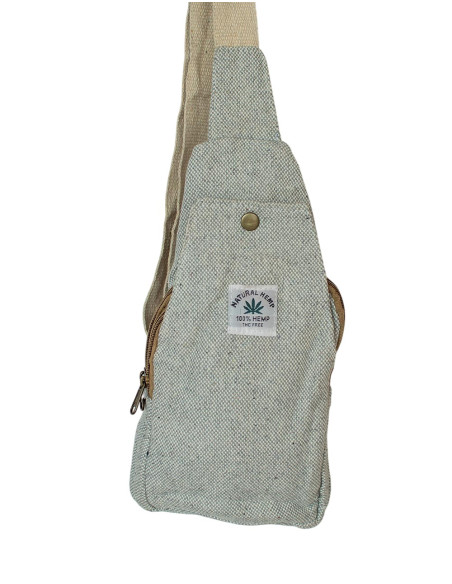 Zaino triangolare in canapa naturale e grigia – Unisex, fatto a mano, stile boho