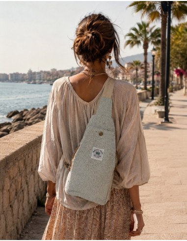 Natural and Gray Hemp Triangular Backpack –...