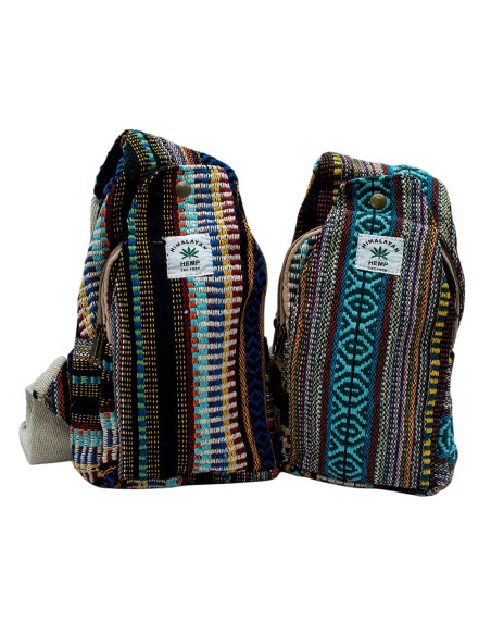 Multicolor Hemp Triangular Backpack – Unisex Handmade Boho