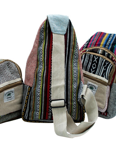 Dreieckiger Hanf-Rucksack mit mehrfarbigen...