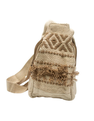 Mochila triangular boho de algodão – Artesanato...