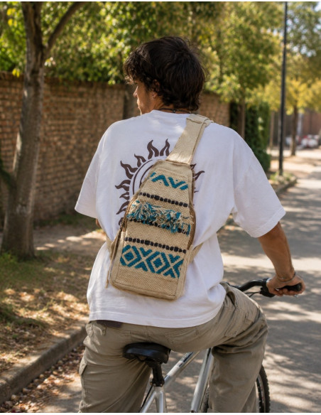 Sac à dos triangulaire bohème en coton – Artisanat ethnique indien