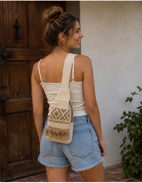 Boho-Dreiecksrucksack aus Baumwolle – Ethnische indische Handwerkskunst