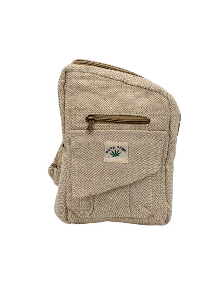 Asymmetrischer Rucksack aus Naturhanf – Unisex, handgefertigt im Boho-Stil