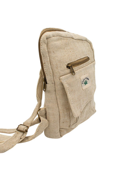 Natural Hemp Asymmetrical Backpack – Unisex Handmade Boho